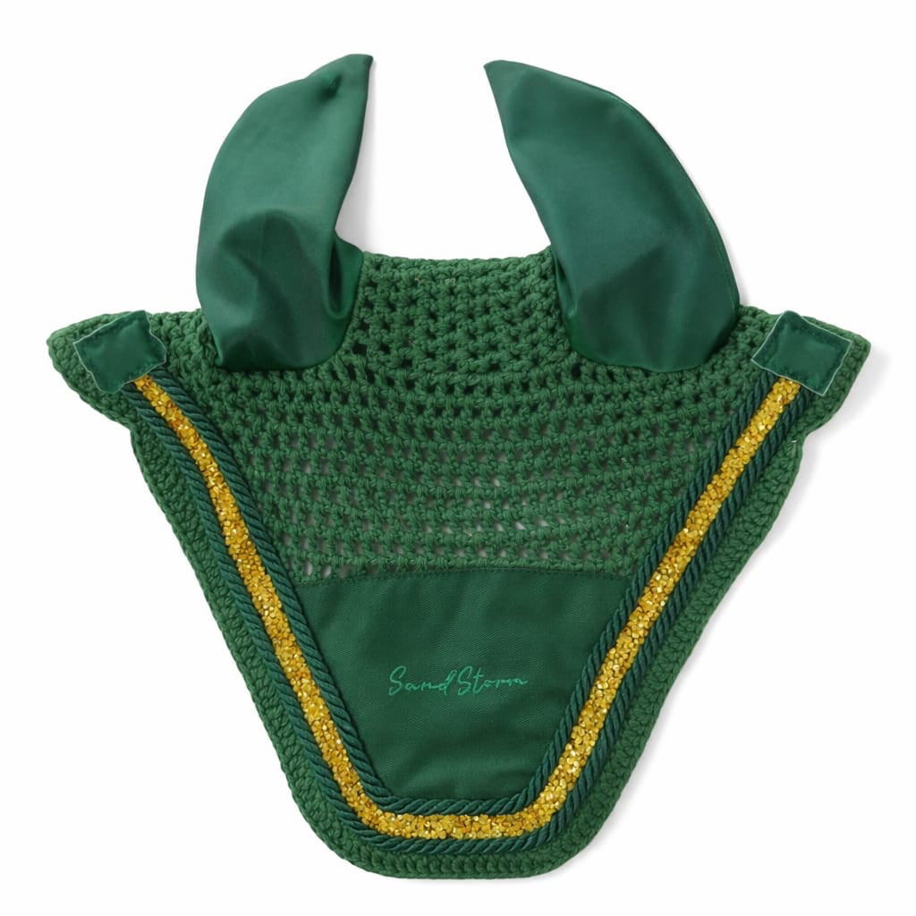 Sandstorm Equestrian - Ear Veil -  Emerald Sparkle
