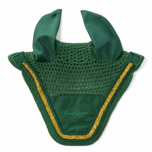 Sandstorm Equestrian - Ear Veil -  Emerald Sparkle