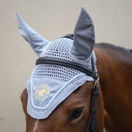 Sandstorm Equestrian - Velvet Ear Veil - Pearl Grey