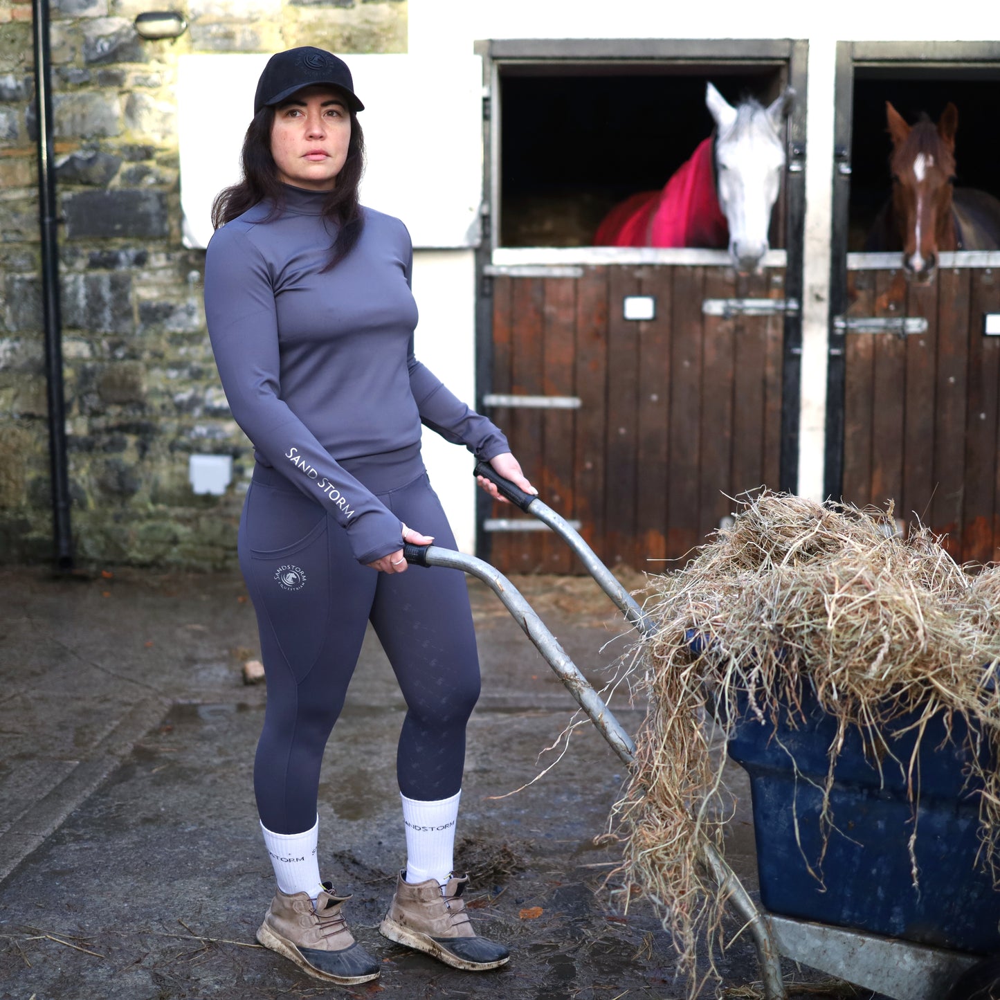 Sandstorm Equestrian - Micro Thermal Riding Leggings - Steel Grey