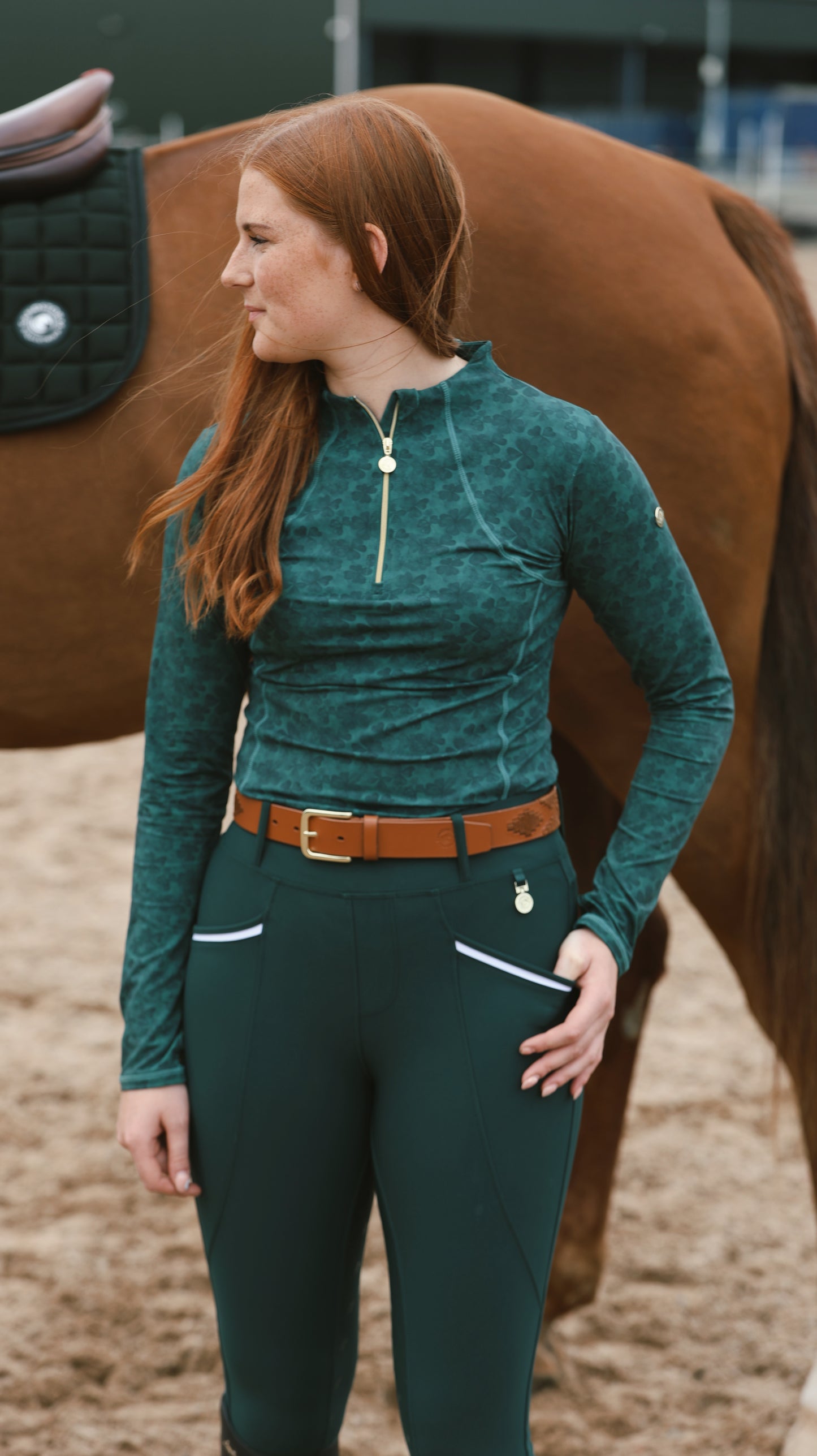 Sandstorm Equestrian - Performance Style Base Layer - Shamrock