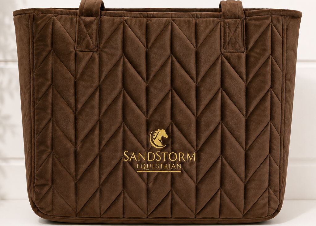 Sandstorm Equestrian- Velvet Tote Bag - Chocolate