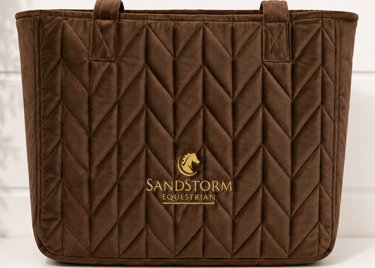 Sandstorm Equestrian- Velvet Tote Bag - Chocolate