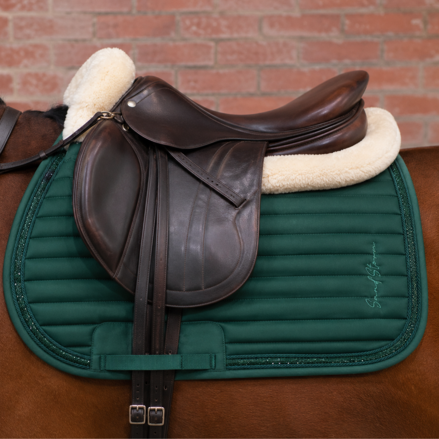 Sandstorm Equestrian - Saddle Pad -Emerald Green with Green Sparkle