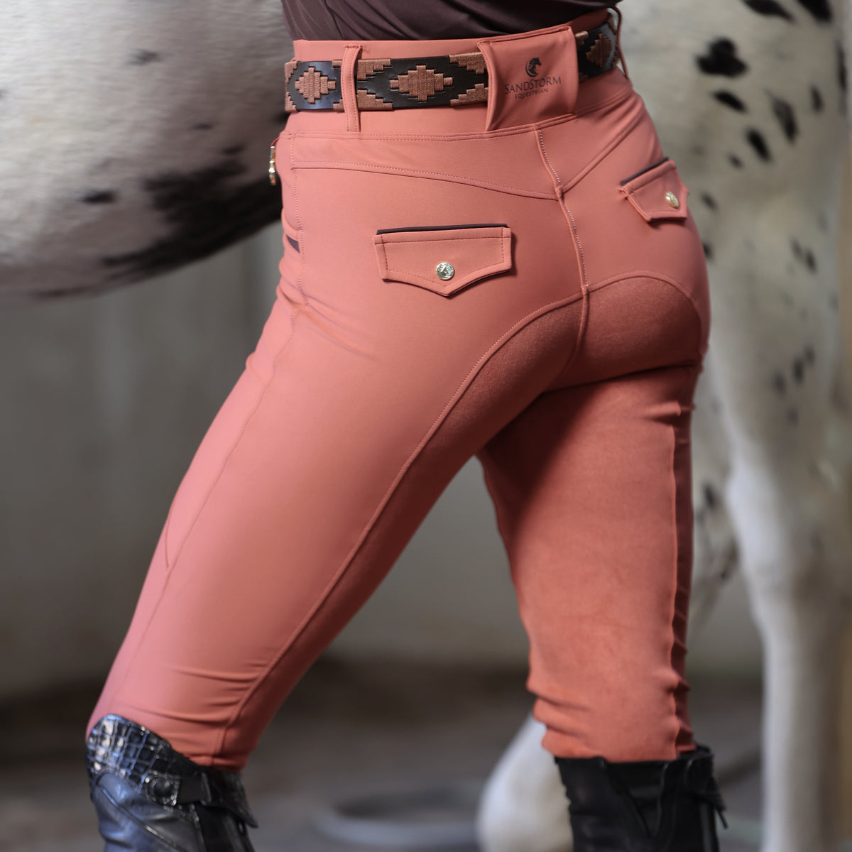 Sandstorm Equestrian - Performance Hybrid Leggings - Rust with Suede seat