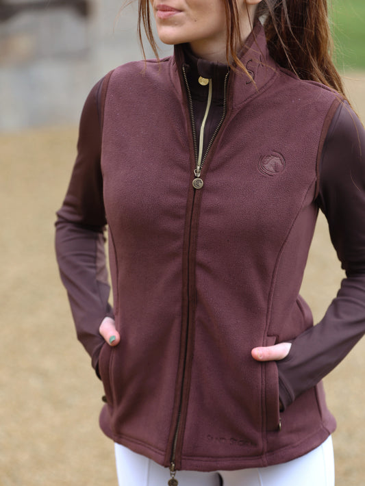 Sandstorm Equestrian Country Fleece Gilet - Chocolate