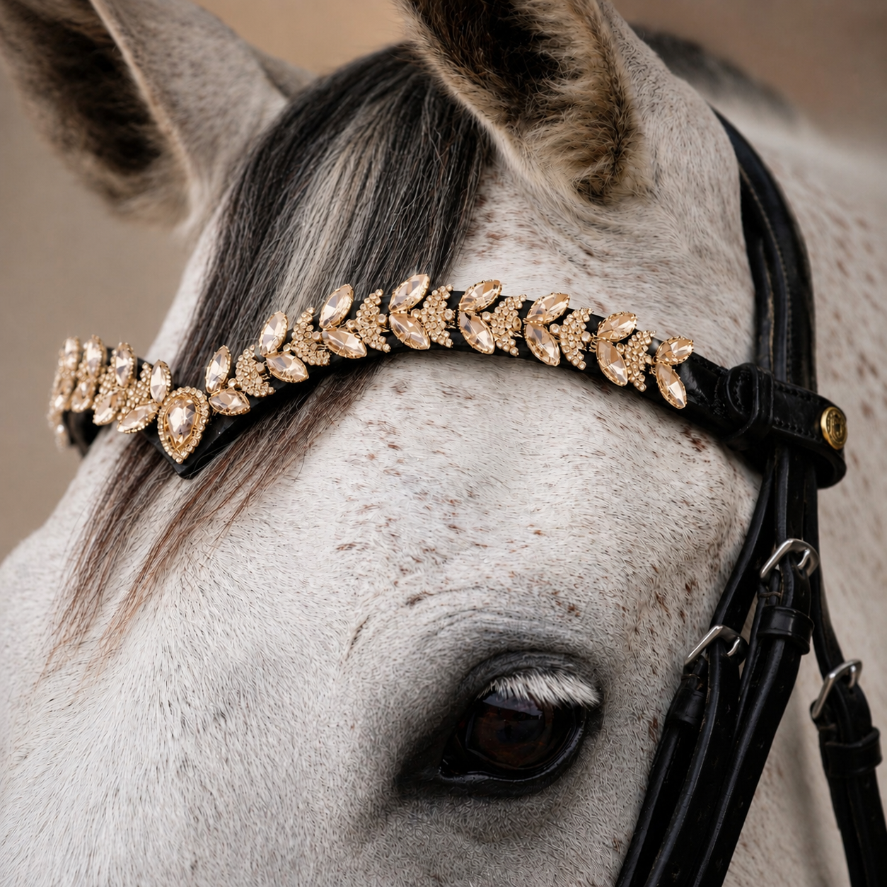 Sandstorm Equestrian - Brow Band - Vintage V - Gold