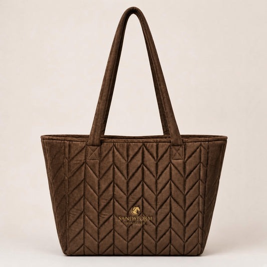 Sandstorm Equestrian- Velvet Tote Bag - Chocolate