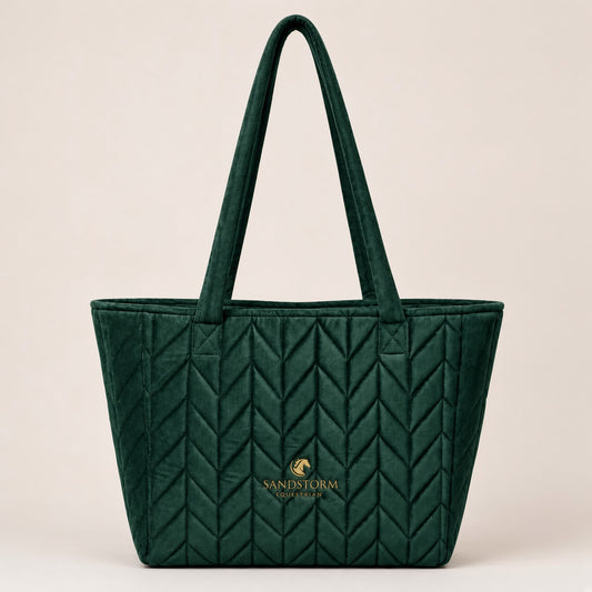 Sandstorm Equestrian- Velvet Tote Bag - Emerald Green