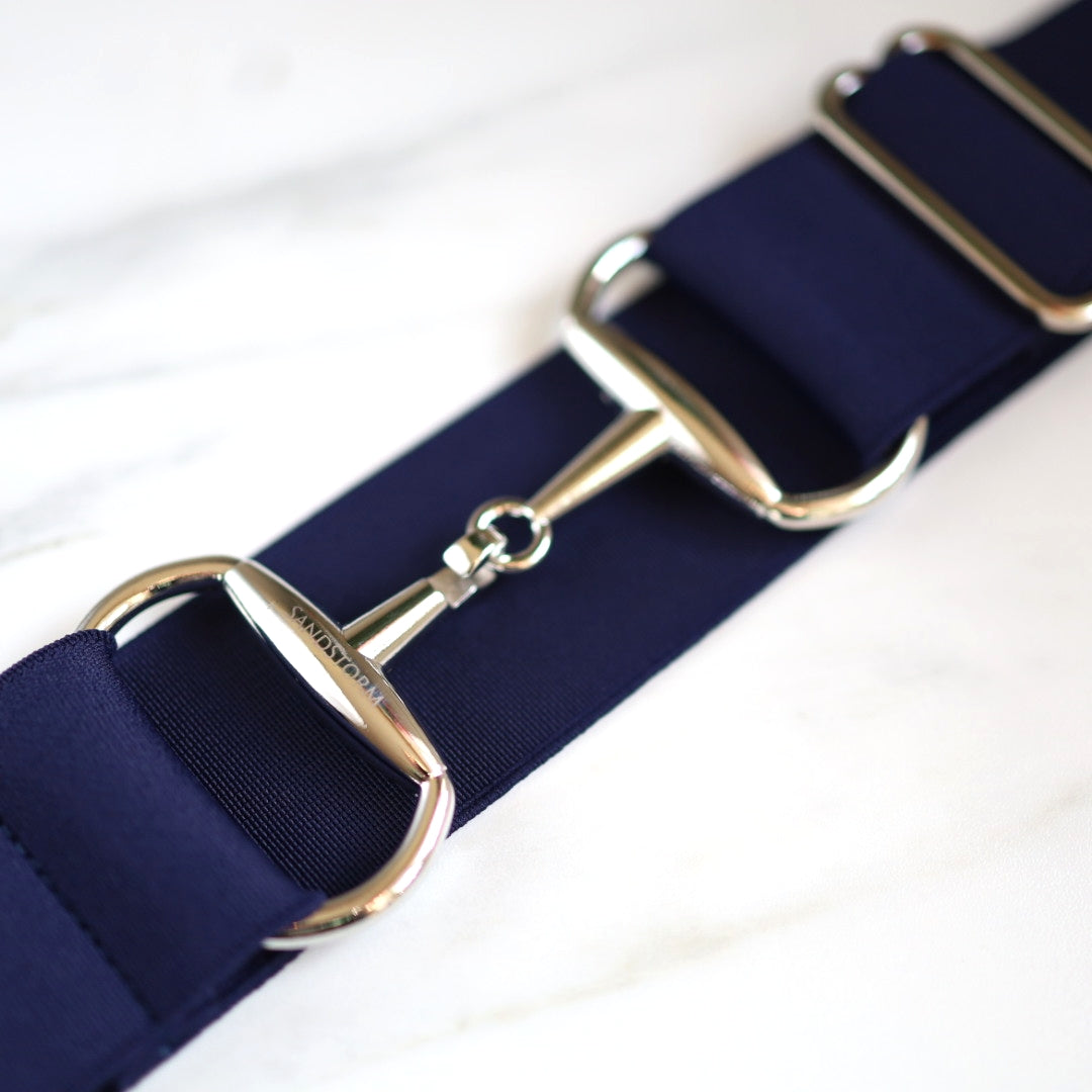 Sandstorm Equestrian - Silver Snaffle Belt - Navy