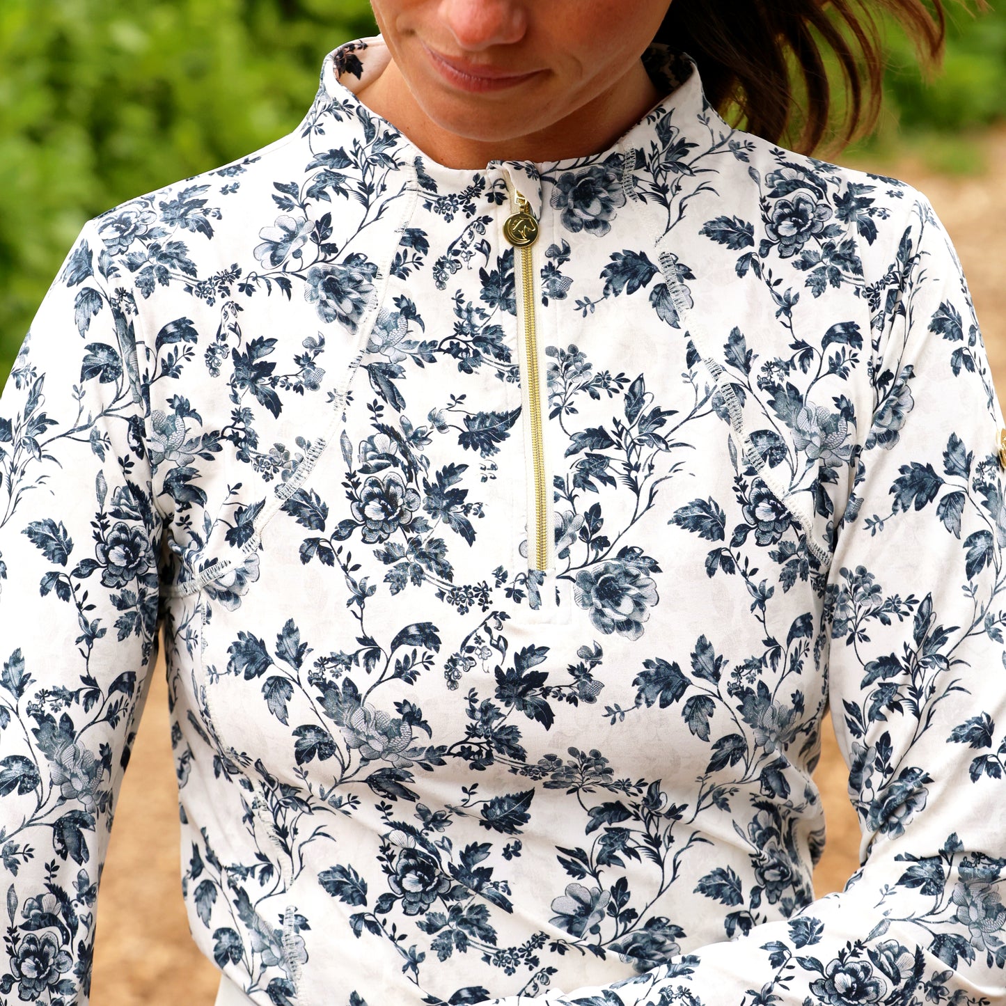 Sandstorm Equestrian - Performance Style Base Layer - Vintage Black Rose Print