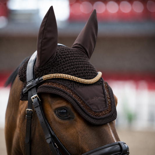 Sandstorm Equestrian - Ear Veil -  Chocolate with Chocolate Sparkle